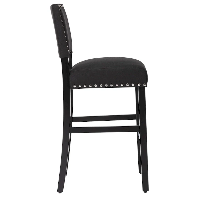 28 Inches Fabric Barstools Upholstered Bar stools Pub Chairs with Back and Silver Nailhead Trim Set of 2