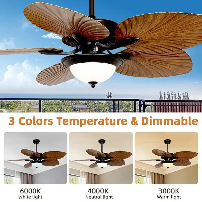 Wood Colour Straight Blade Ceiling Fan Light