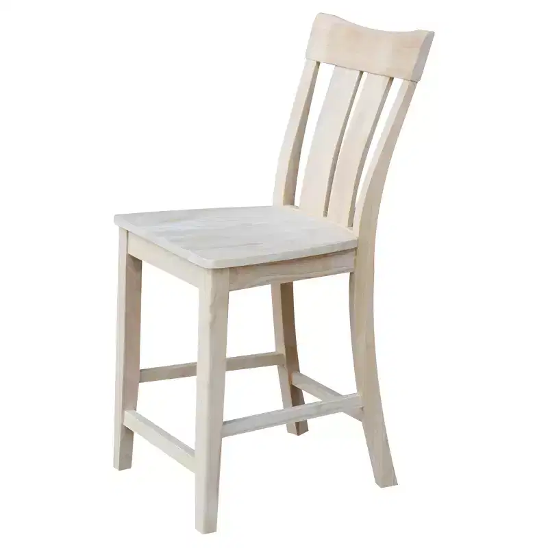 24" Ava Counter Height Barstool Unfinished - International Concepts: Solid Wood, Square Seat