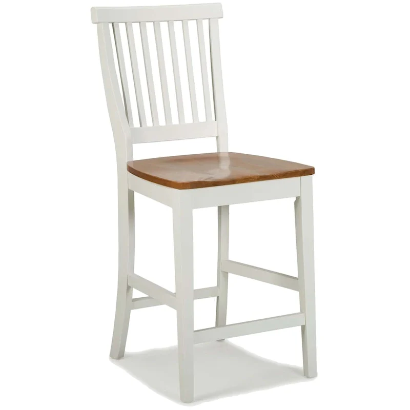 Homestyles Americana Distressed Off-White Oak Kitchen Island Set with Two Counter Stools