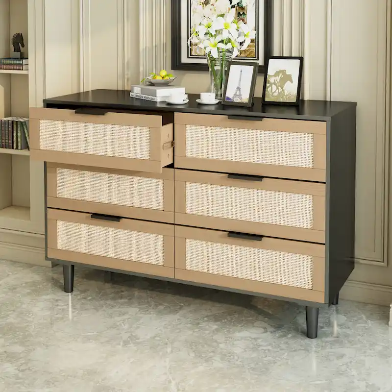 6 drawers Rattan dresser Rattan Drawer,