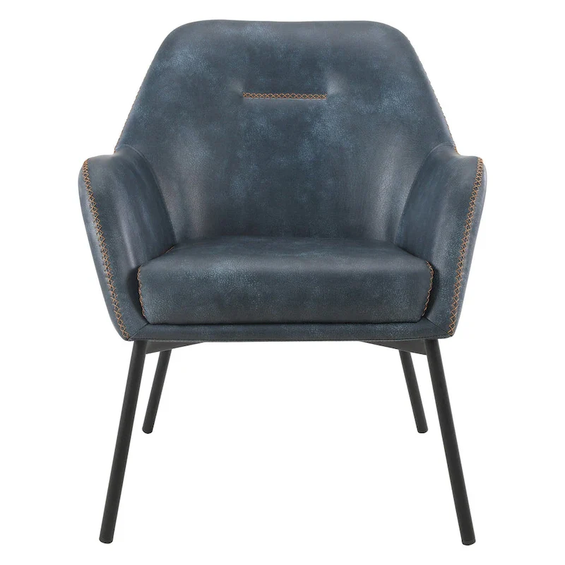 Brooks Accent Chair in Faux Leather with Stitch and Black Legs