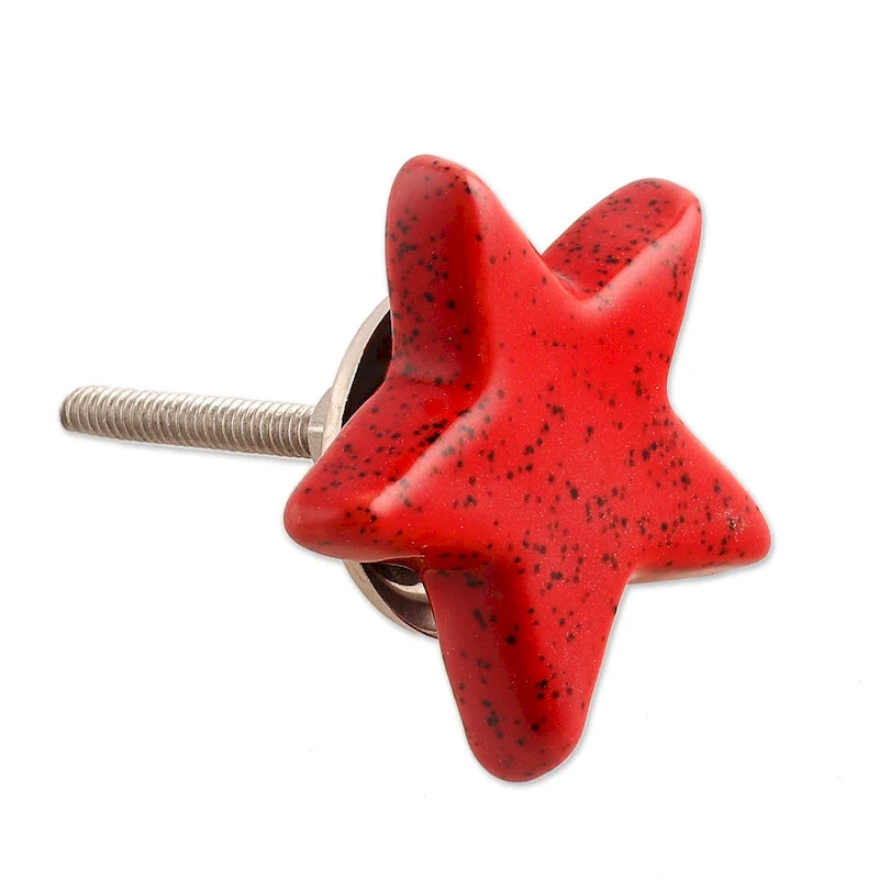 Novica Handmade Merry Stars Ceramic Cabinet Knobs (Set Of 6)