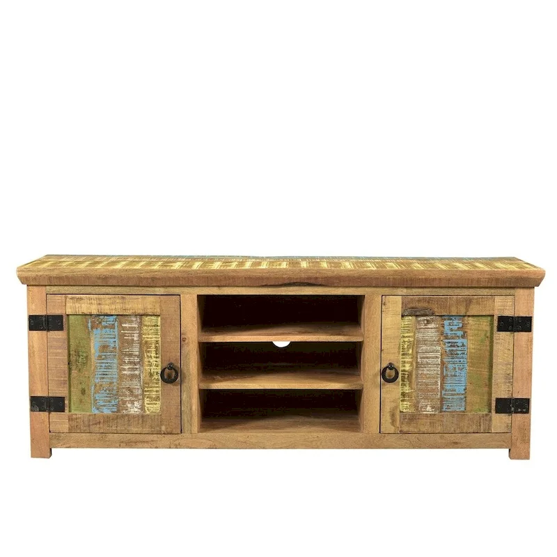 Handmade Suman Solid Mango Wood TV Console (India) - 60  x 18  x 22