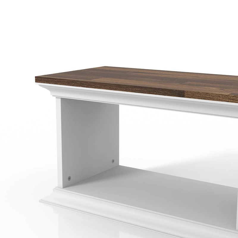 DH BASIC Transitional White 63-Inch 3-Shelf Floating TV Stand by Denhour