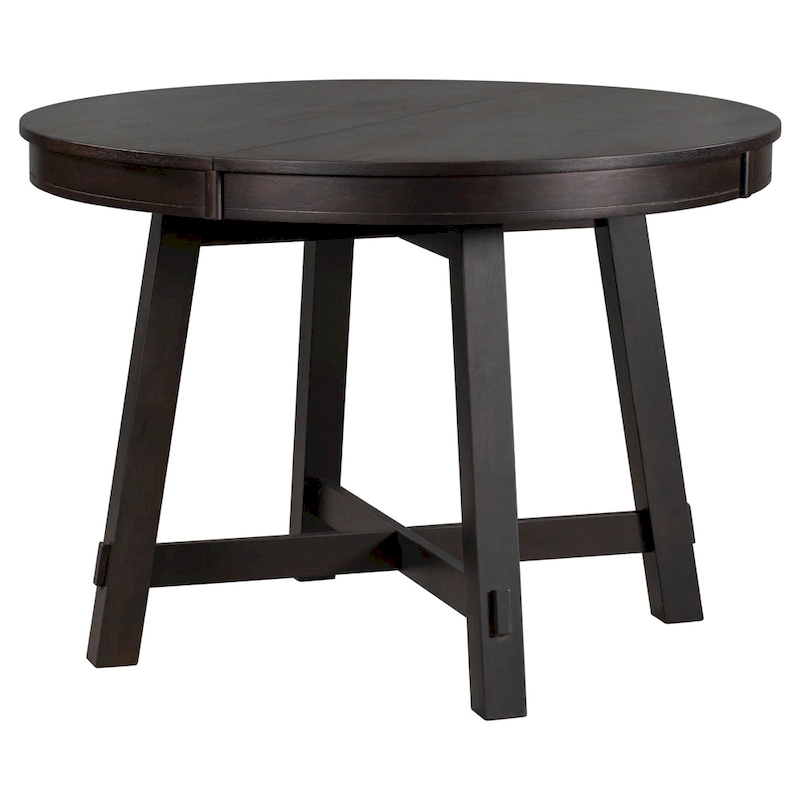 TREXM Farmhouse Round Extendable Dining Table with 16 Leaf Wood Kitchen Table
