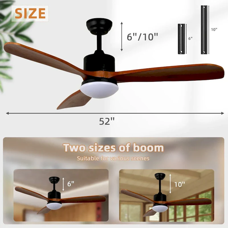 Wood Colour Straight Blade Ceiling Fan Light
