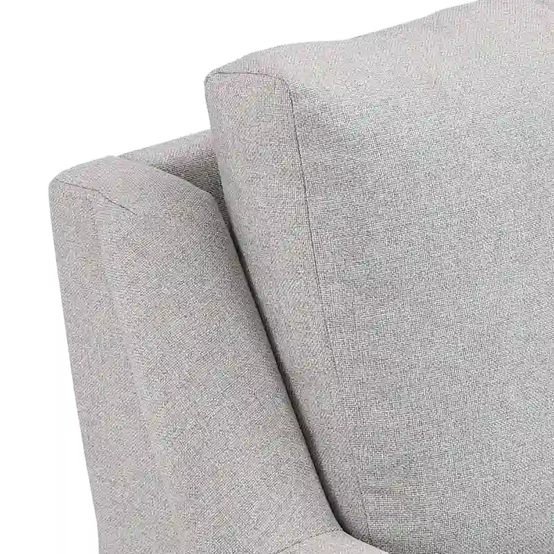 Mid-Century Modern Grey Fabric Sofa with Gold Metal Legs, 3-Seat Living Room Couch