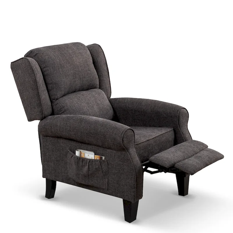 HOMYKA Polyested Upholstered Pushback Recliner Accent Chair Wingback Armchair