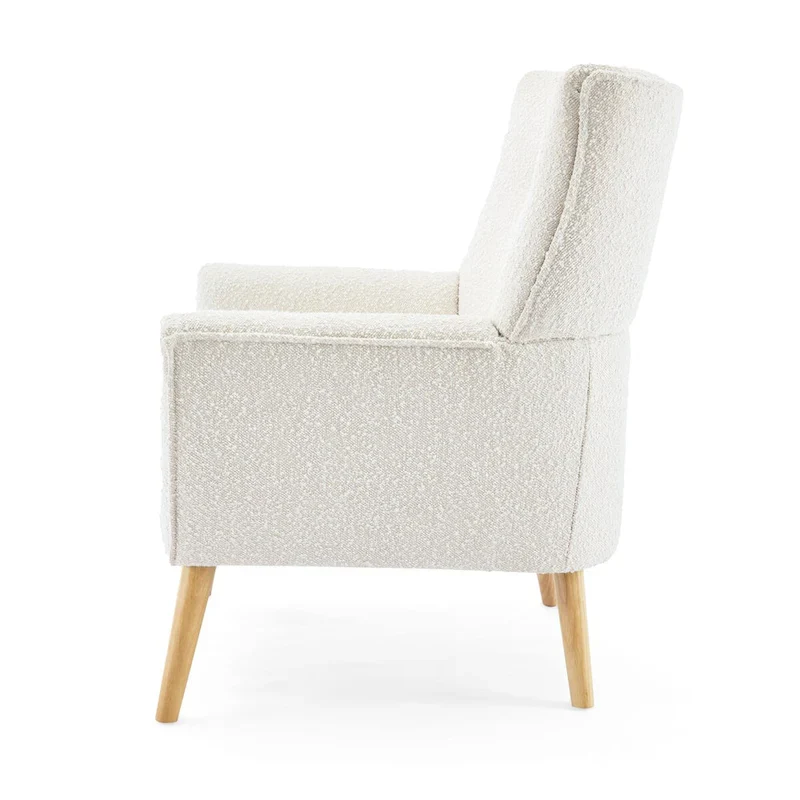 Modern Plush Fabric Accent Chair with Wood Legs