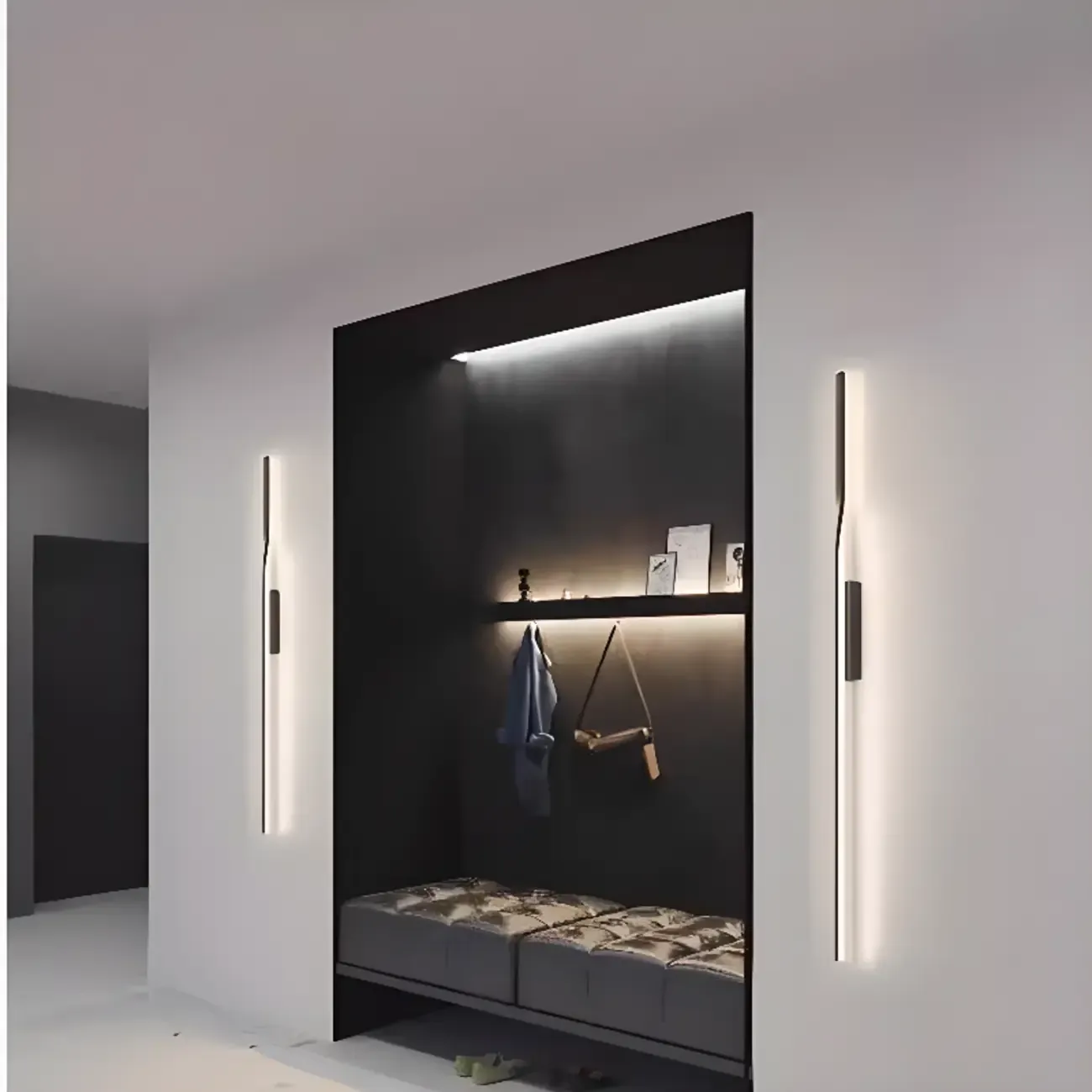 Modern Black Linear Up & Down Wall Sconce with Natural Light