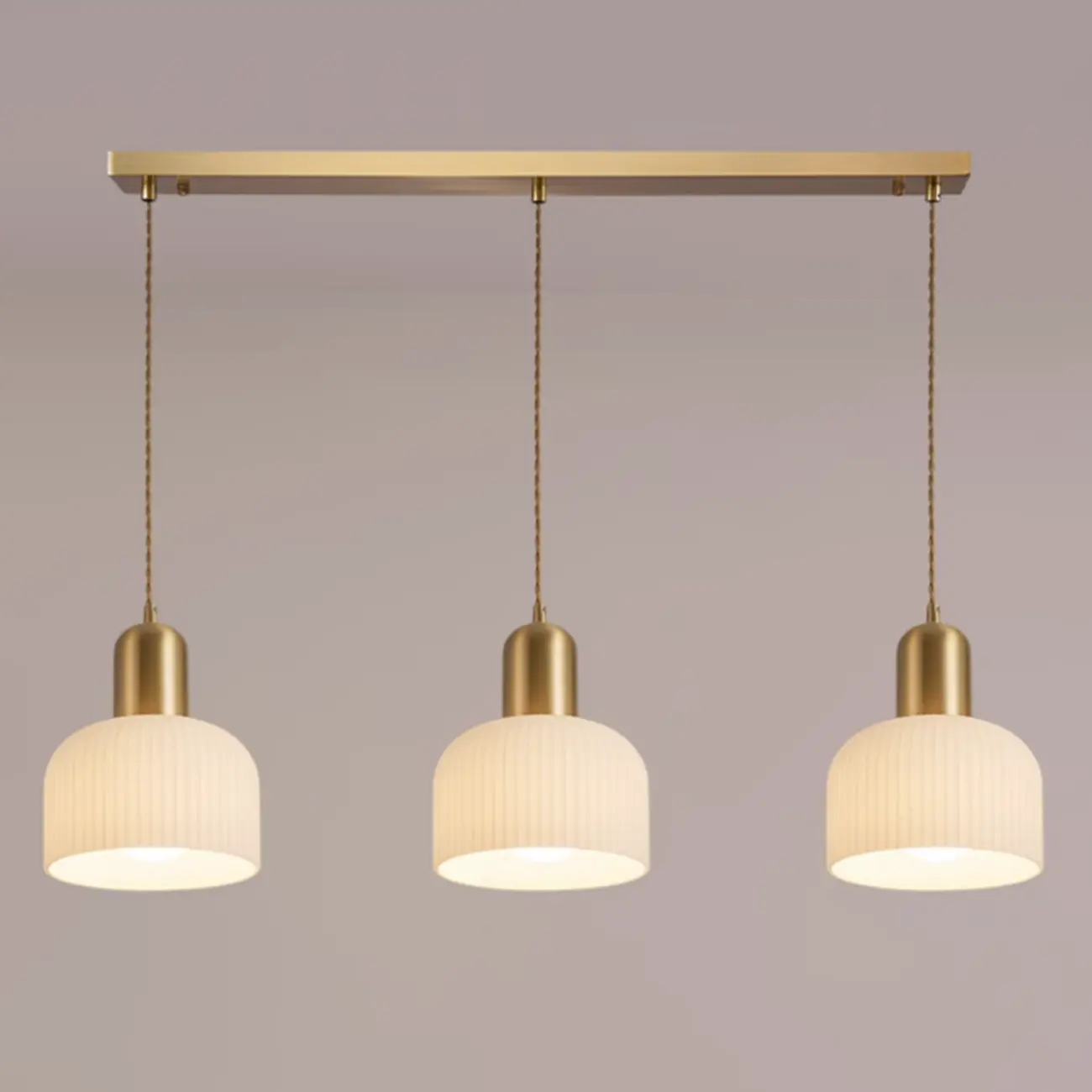 Modern Gold White Cylinder Glass Island Light