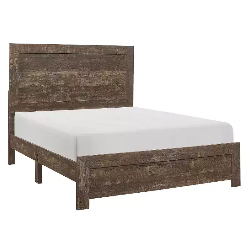 GDFStudio Geoffrey Rustic Brown Full-Size Wooden Panel Bed