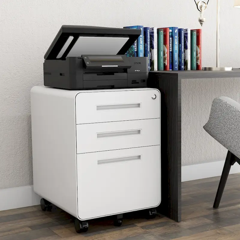 3-drawer Steel Filing Cabinets with Lock Mobile Under Desk Fully Assembled Cabinet