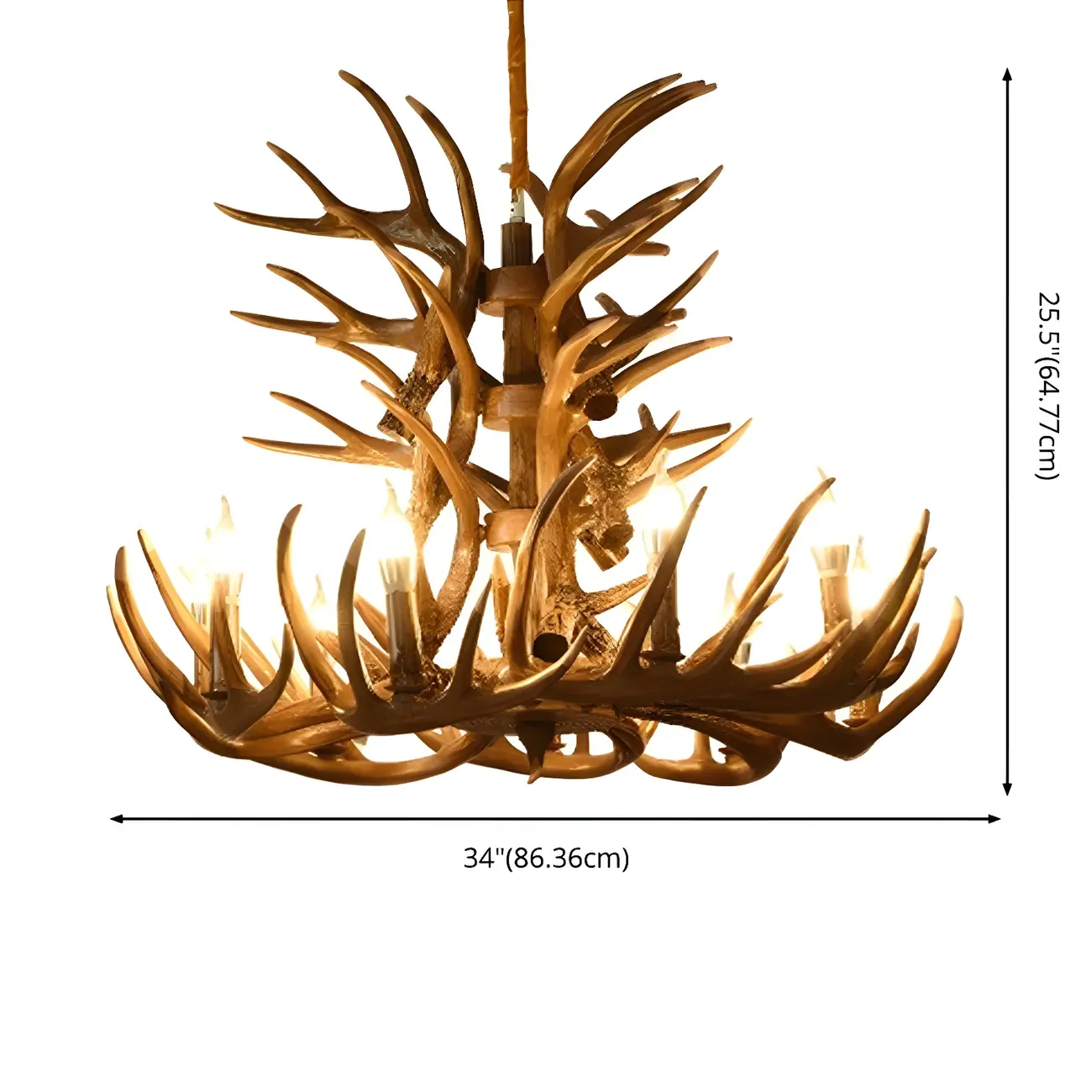 Rustic Large Antler Candelabra Chandelier with 2 Tiers