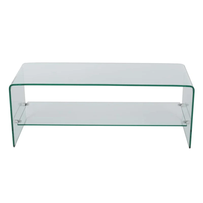 Ramona Glass Entertainment TV Console Stand with Shelf by Christopher Knight Home