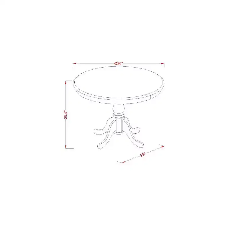Round Kitchen Table Set - 3 Piece Dining Table with 2 Chairs - Solid Wood Construction