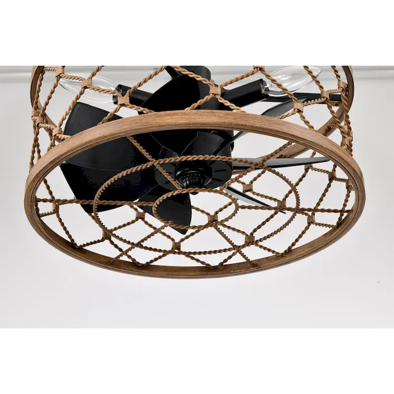 Marzell 16 Inch Modern Wood Grain Fandelier - N/A