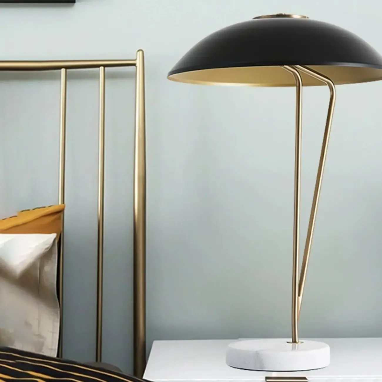 Minimalistic Black Iron Dome Table Lamp for Bedroom