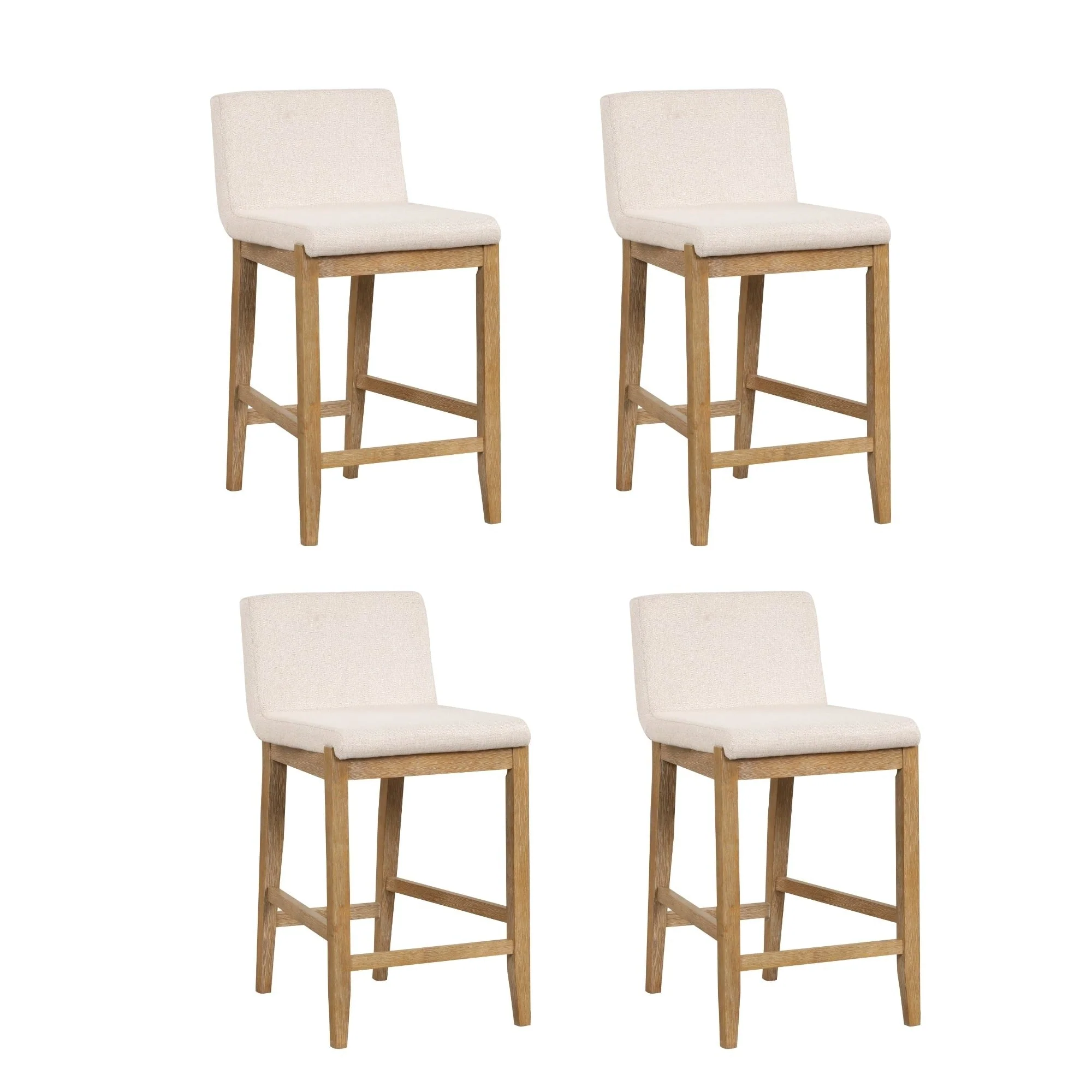 Gracie Modern Bar Stool, Boucle Upholstered Chair and Brushed Wooden Legs