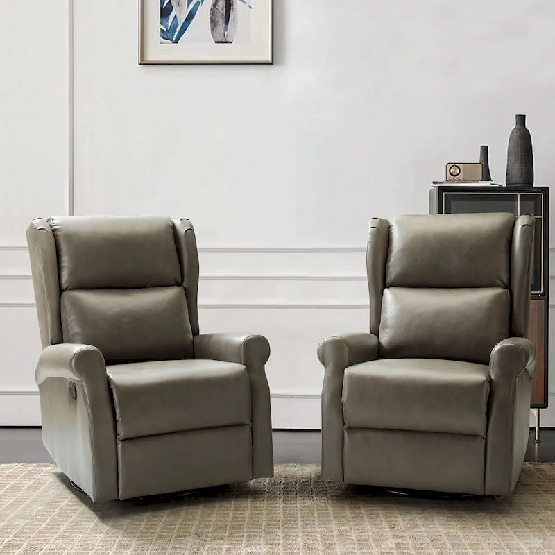 Baksoho Swivel Nursery Faux Leather Recliner with Metal Base Set of 2 by HULALA HOME