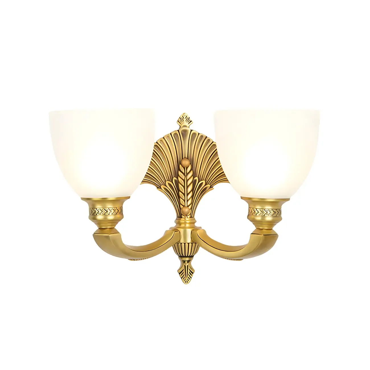 Colonial Bowl Brass Gold Glass Up Wall Light Fixture