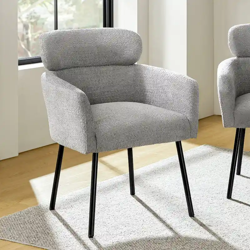 Amos Modern Boucle Dining Chair with Adjustment Feet by HULALA HOME