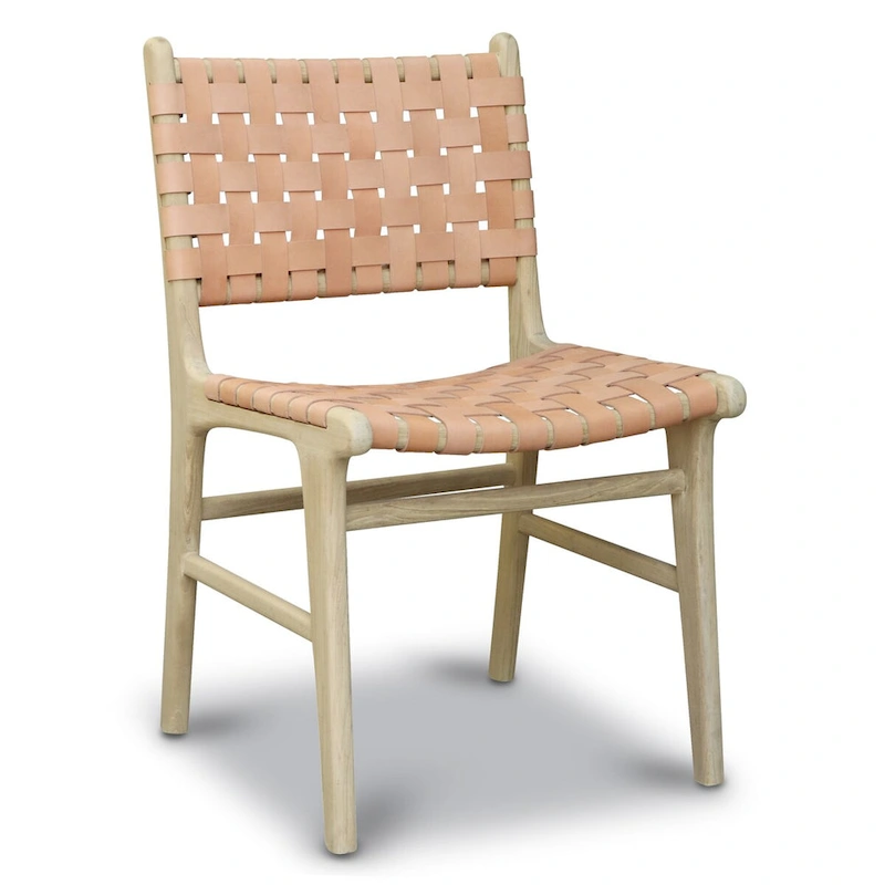 Poly and Bark Banda Teak & Leather Dining Chair - Solid Teak Wood Frame