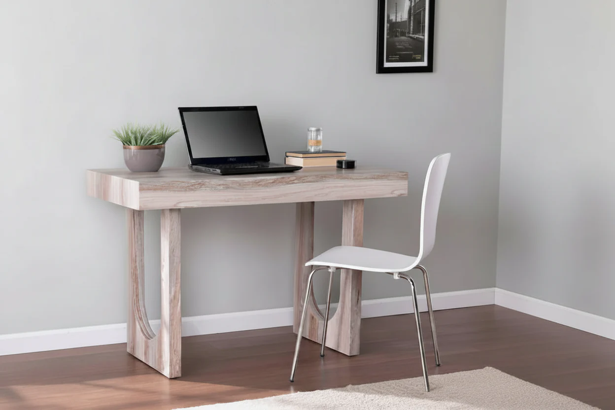 Faux Marble Writing Desk with Geometric Base