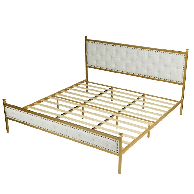 Upholstered Platform Bed Frame with Tufted Headboard