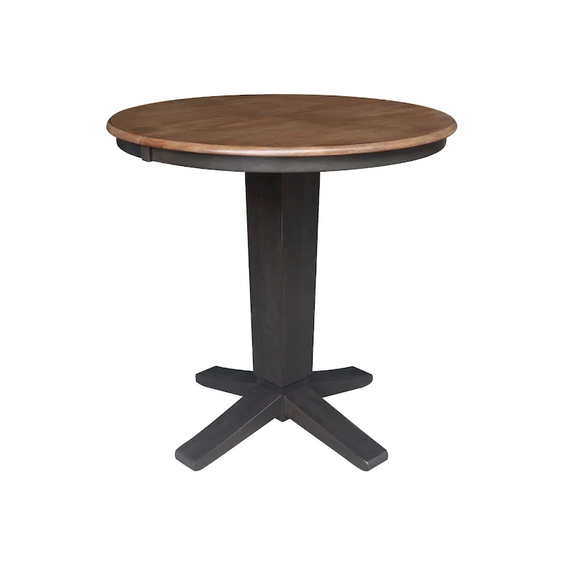 36 in Round Top Pedestal Counter Height Dining Table with 12 in Leaf