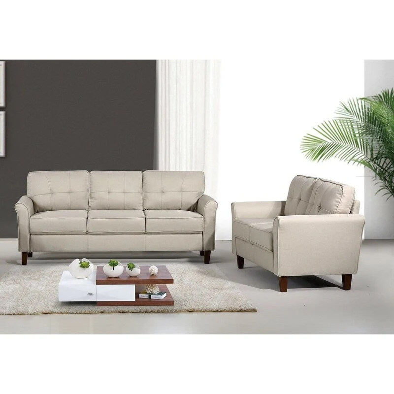 Kouchouk Tufted Mid Century 2 Piece Living Room Set- Loveseat & Sofa