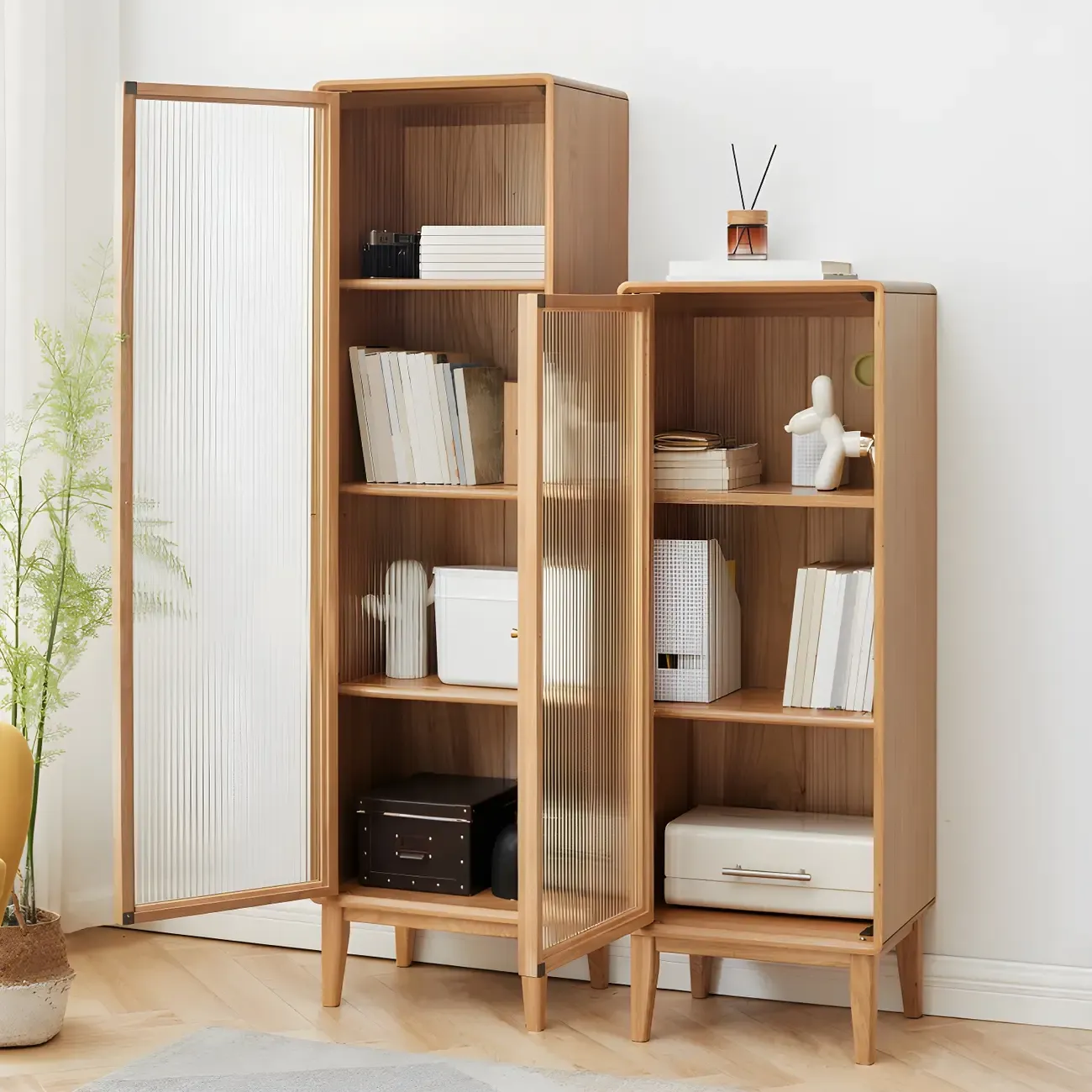 Natural Wood Standard Display Cabinet with Adjustable Shelves