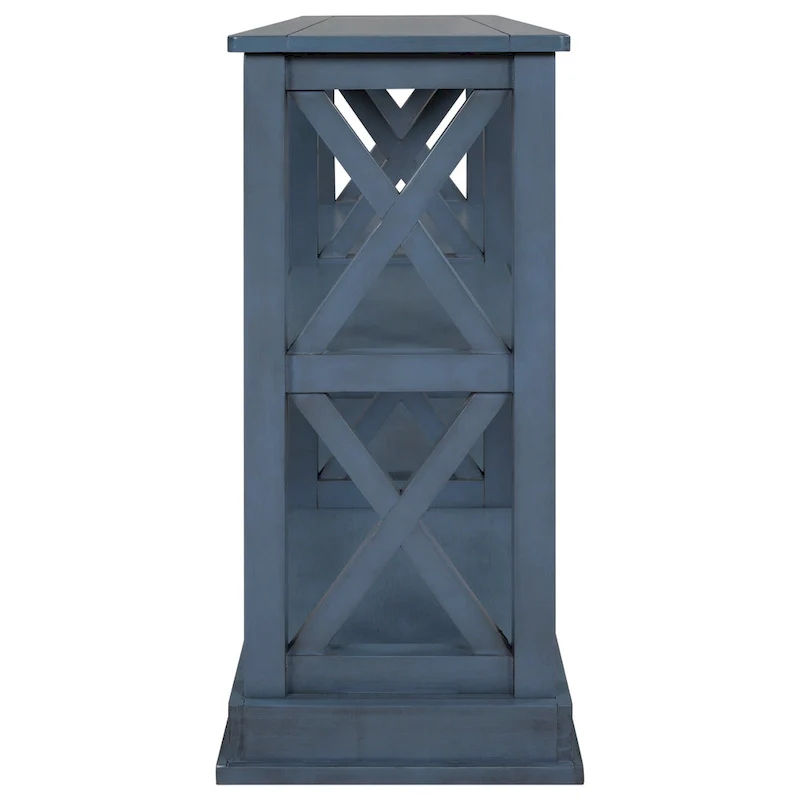 3-Tier Narrow Console Table with X-Frame Legs