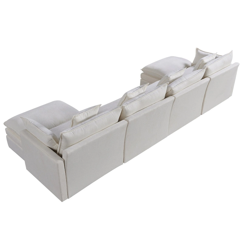 White 142.52  U-Shaped 6-Seater Sectional Sofa