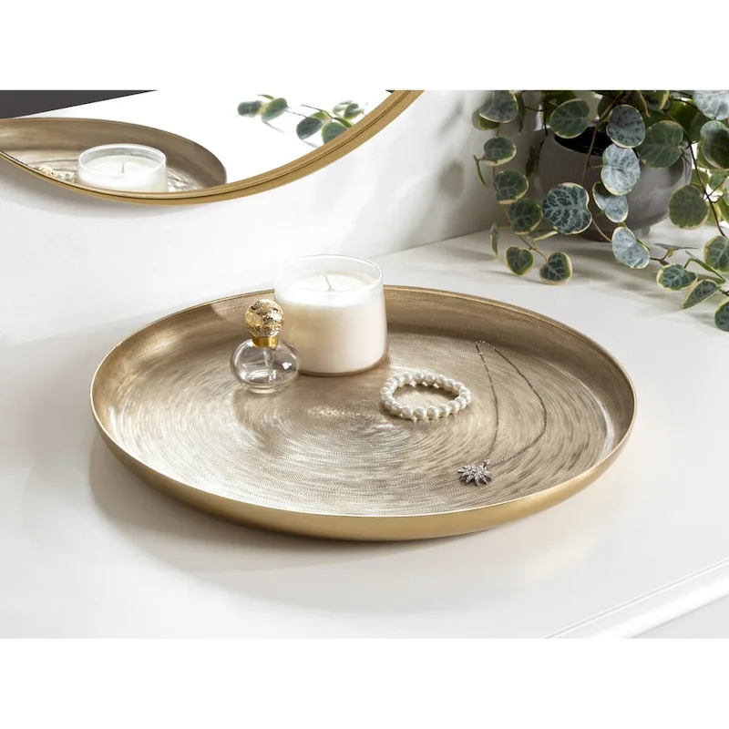 Kate and Laurel Stovring Round Metal Tray - 16  Diameter
