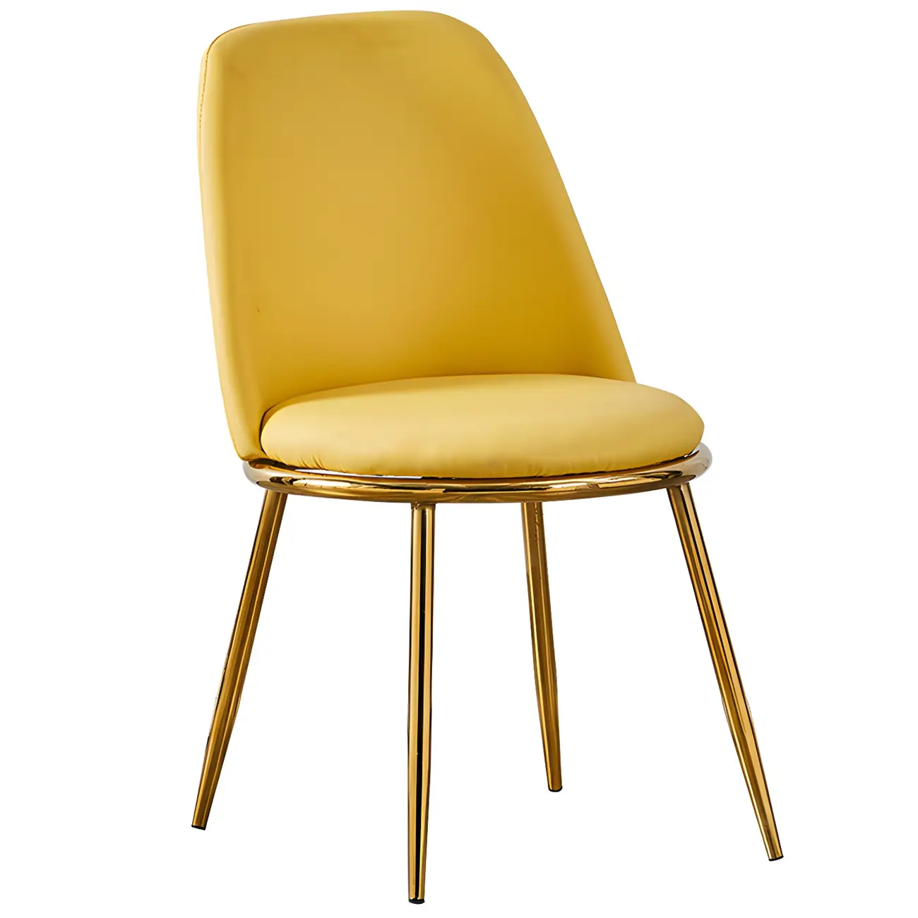 Glam Scandinavian Leather Armless Dining Chairs Metal Frame