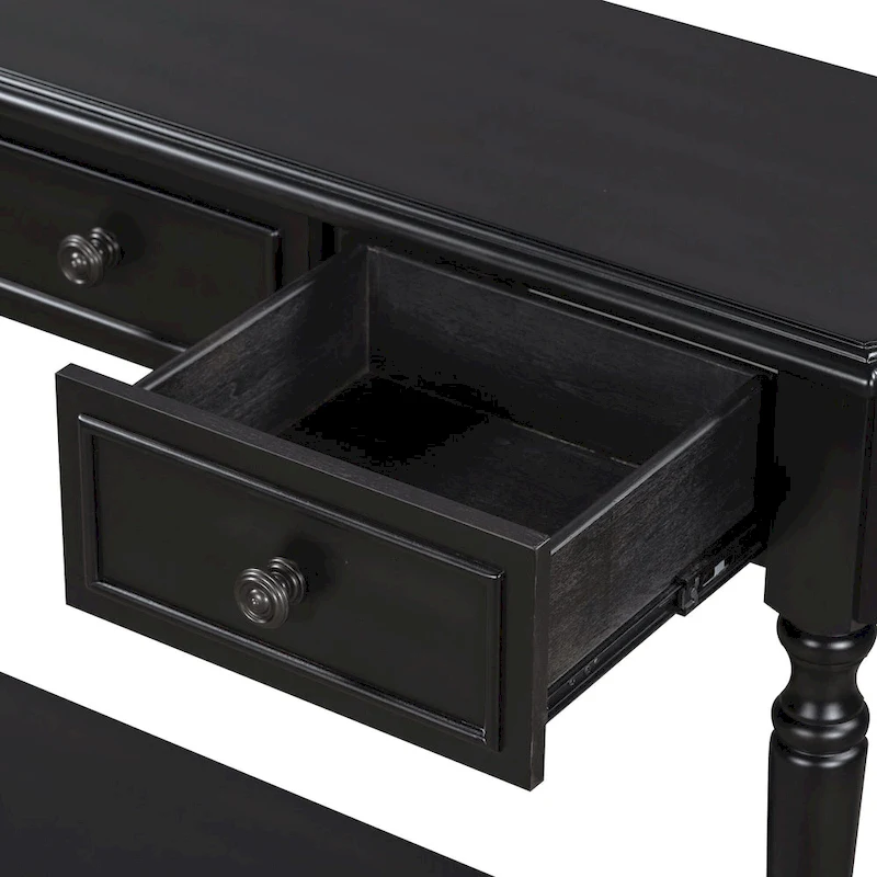 Nestfair Retro Wooden Console Table with Open Shelf Two Drawers