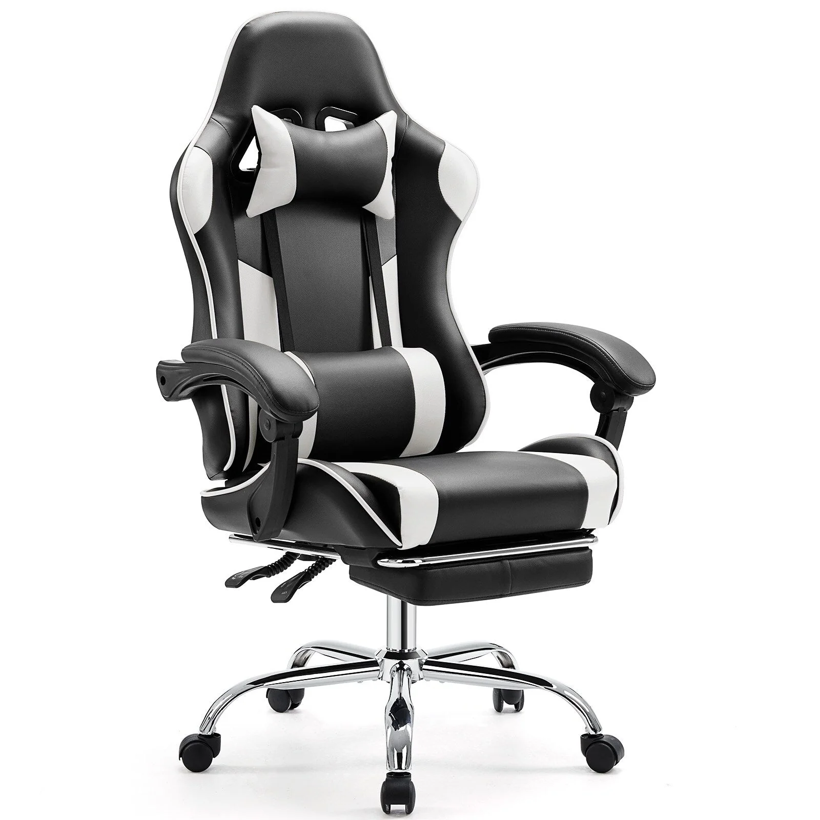 Ergonomic PU Leather 360° Swivel Gaming Recliner with Footrest, Headrest, Lumbar Support, Adjustable Height
