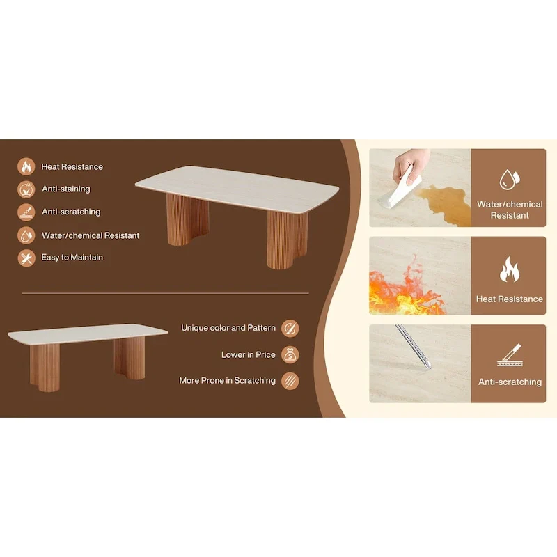 79-Inch Sintered Stone Top Conference Table with Solid Wood Base