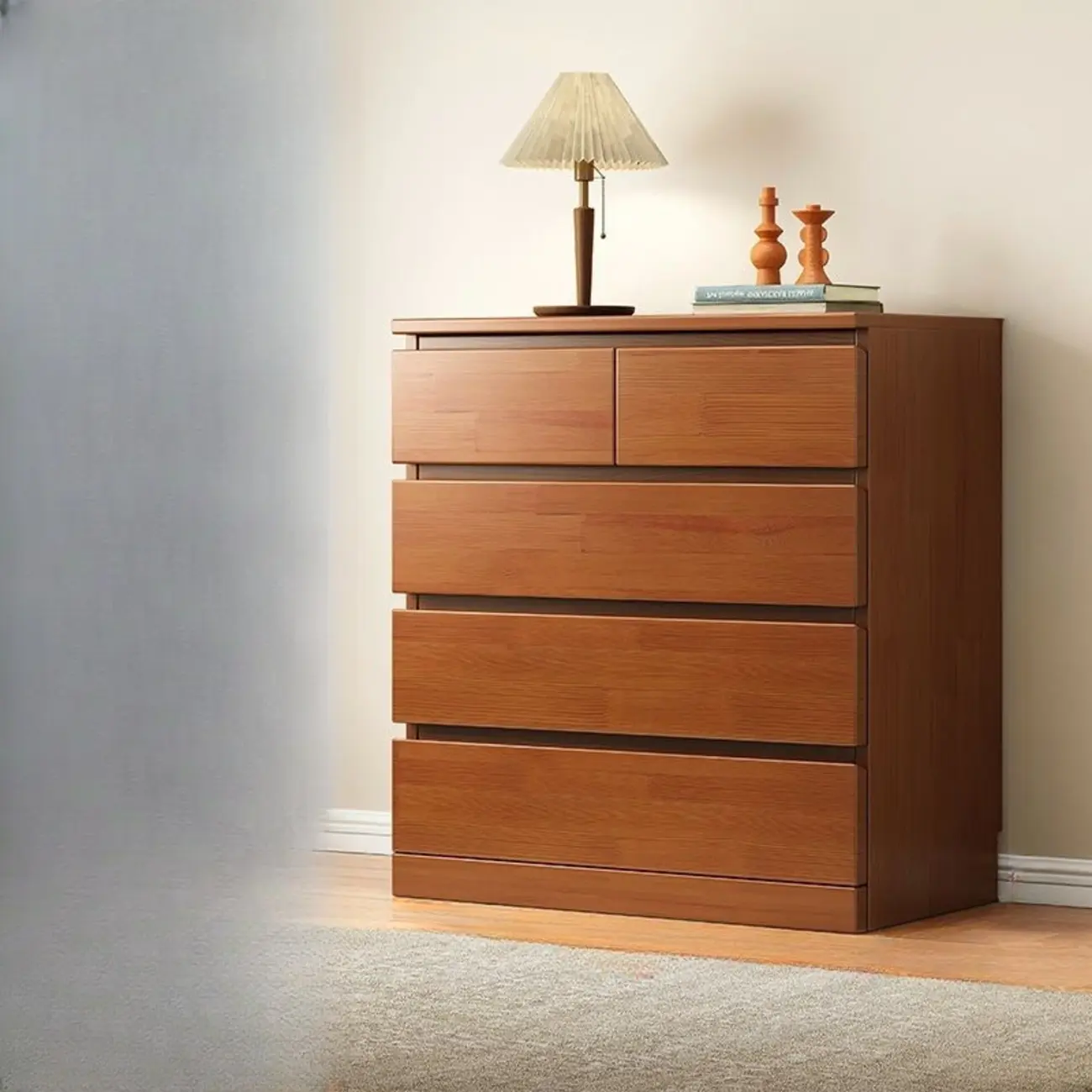 Modern Natural Wood Gloss Surface Dresser with 8-Drawers