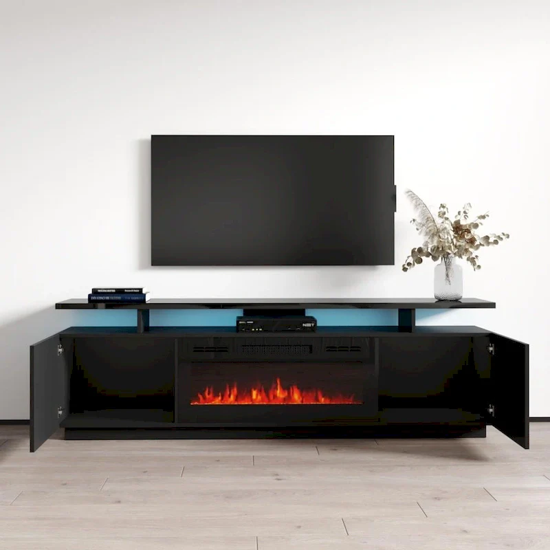 Meble Furniture Eva Modern TV Stand with Electric Fireplace