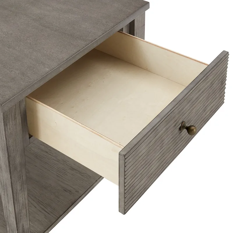 Coober Antique Grey Finish Grey Fiber Cement End Table with Shelf by iNSPIRE Q Modern