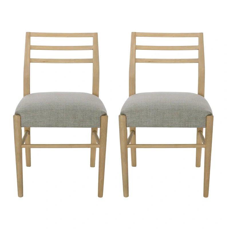 Fescue Fabric and Rubberwood Upholstered Dining Chairs (Set of 2) by Christopher Knight Home