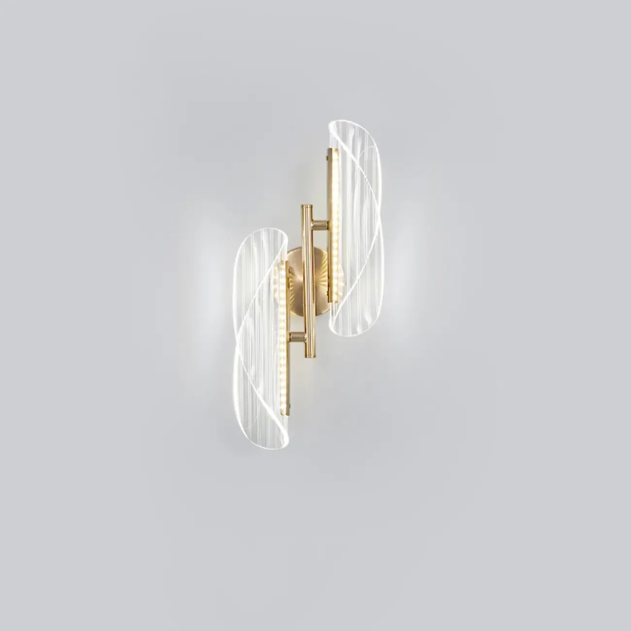 Art Deco Gold Metal and Acrylic LED Wall Sconce