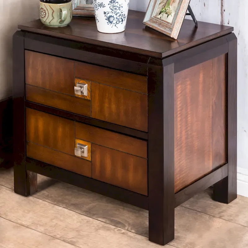 Jupa Transitional Walnut Wood 2-Piece Panel Bedroom Set by Furniture of America