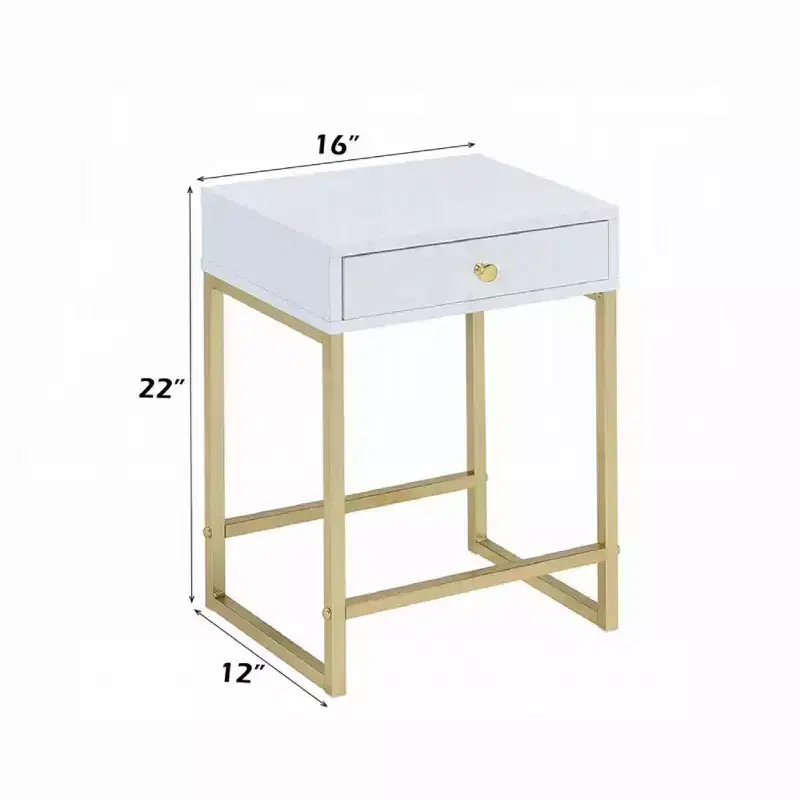 Royal Hampton Side Table, White & Gold