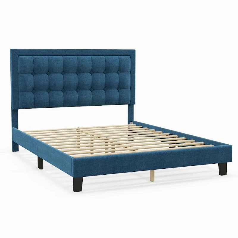 Adjustable Bed Frame with Upholstered Button Tufted Headboard