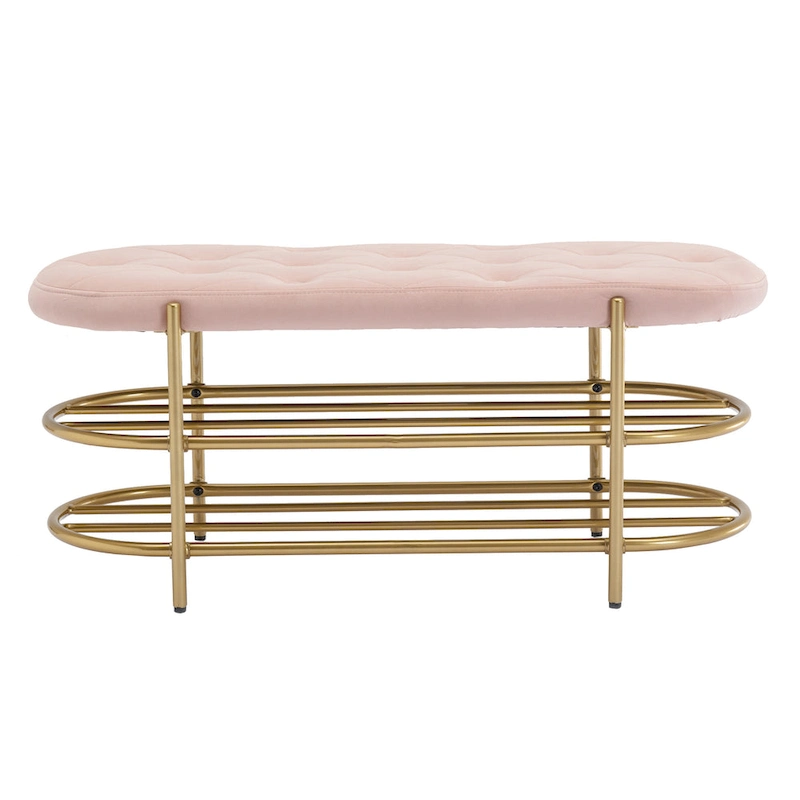 SEYNAR 40 Velvet Upholstered Living Room Bench with Double shoe rack