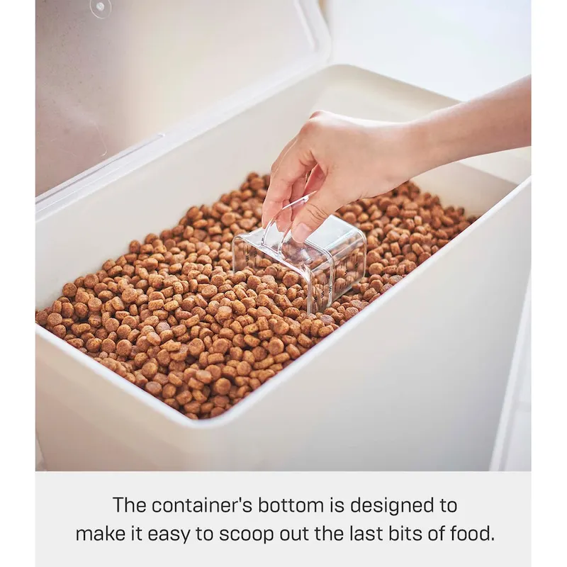 Yamazaki Home Rolling Airtight Pet Food Container (25 lbs.), Polypropylene, Extra Large, 6.6 gallons, 25 liters